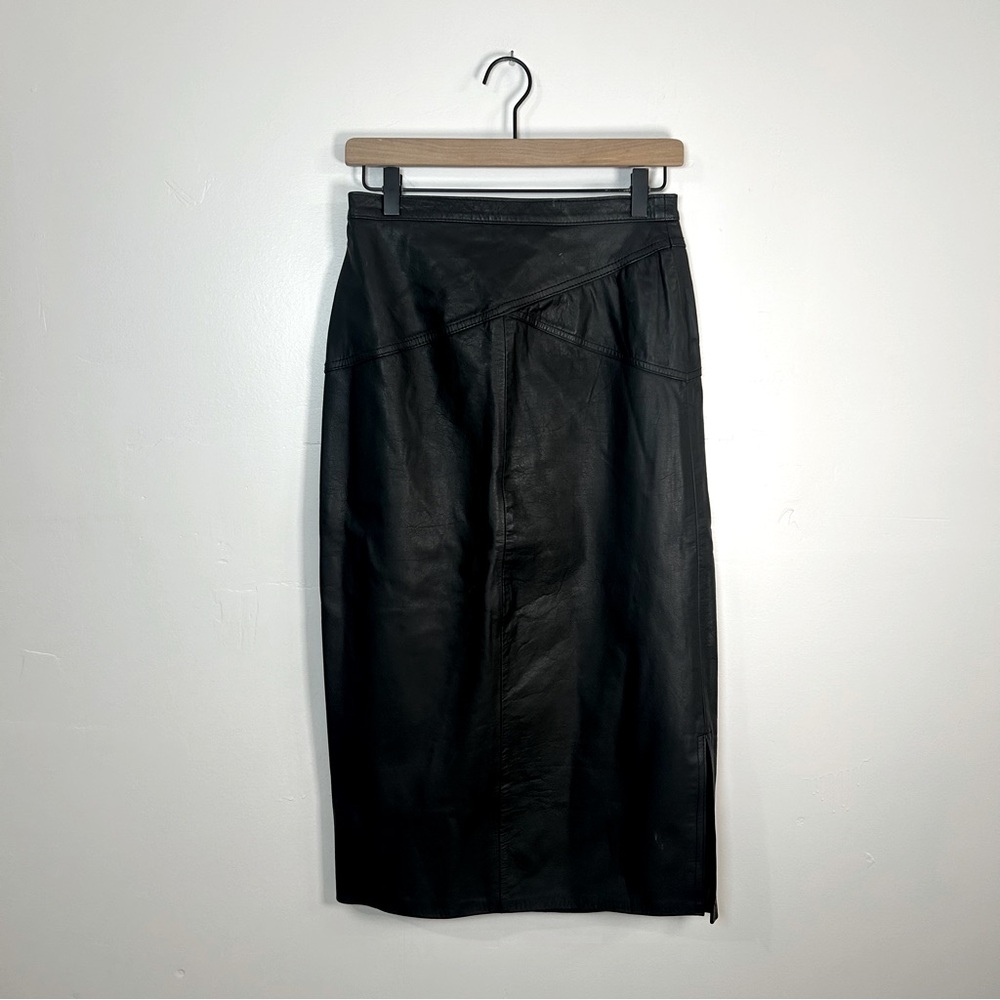 Vintage leather Laurice midi skirt